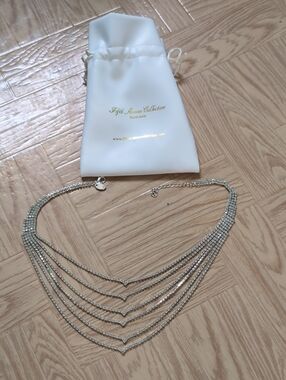Fifth Avenue Collection Silver Multi-Strand Crystal Necklace